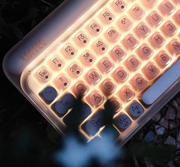 Wireless mechanical keyboard bundle with mouse, calculator and pickup light showing 84-key layout
