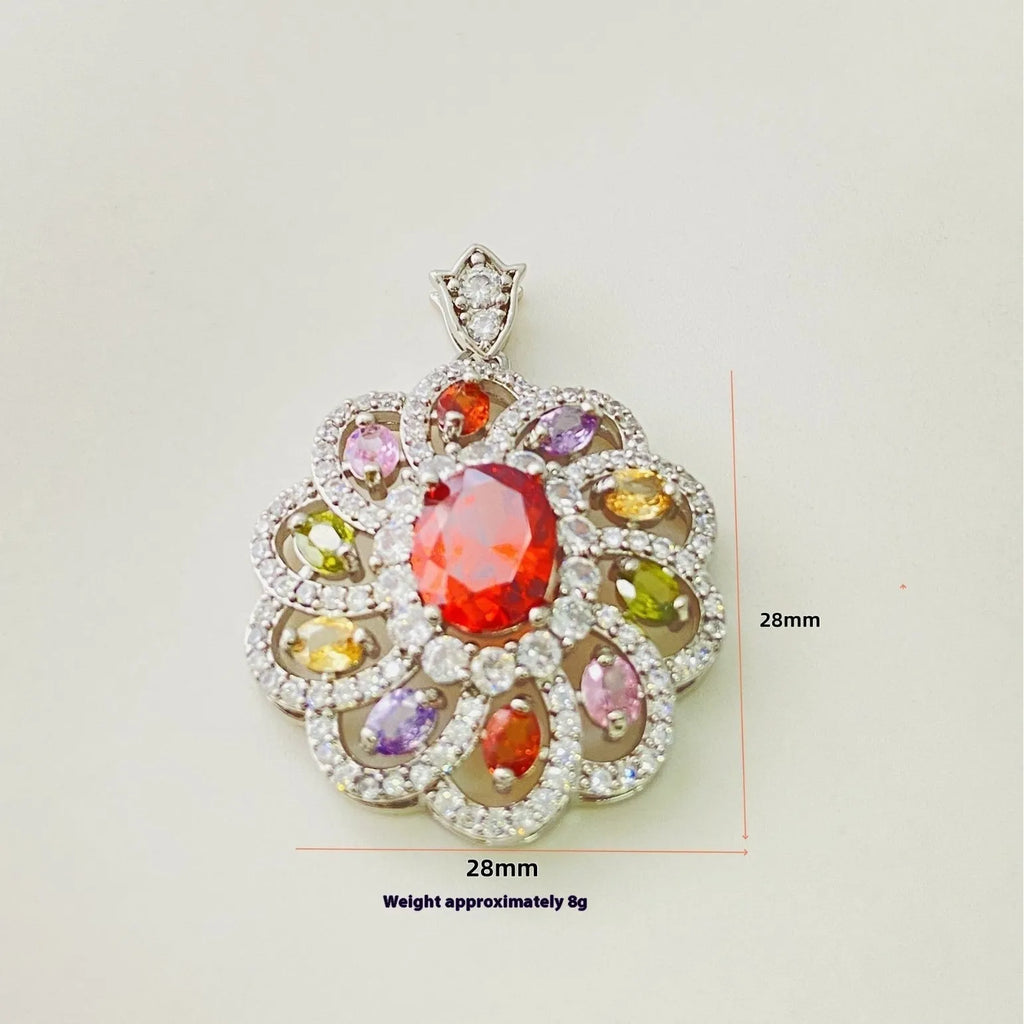 Women's floral zircon pendant necklace in gold, champagne gold or platinum colour with electroplated finish