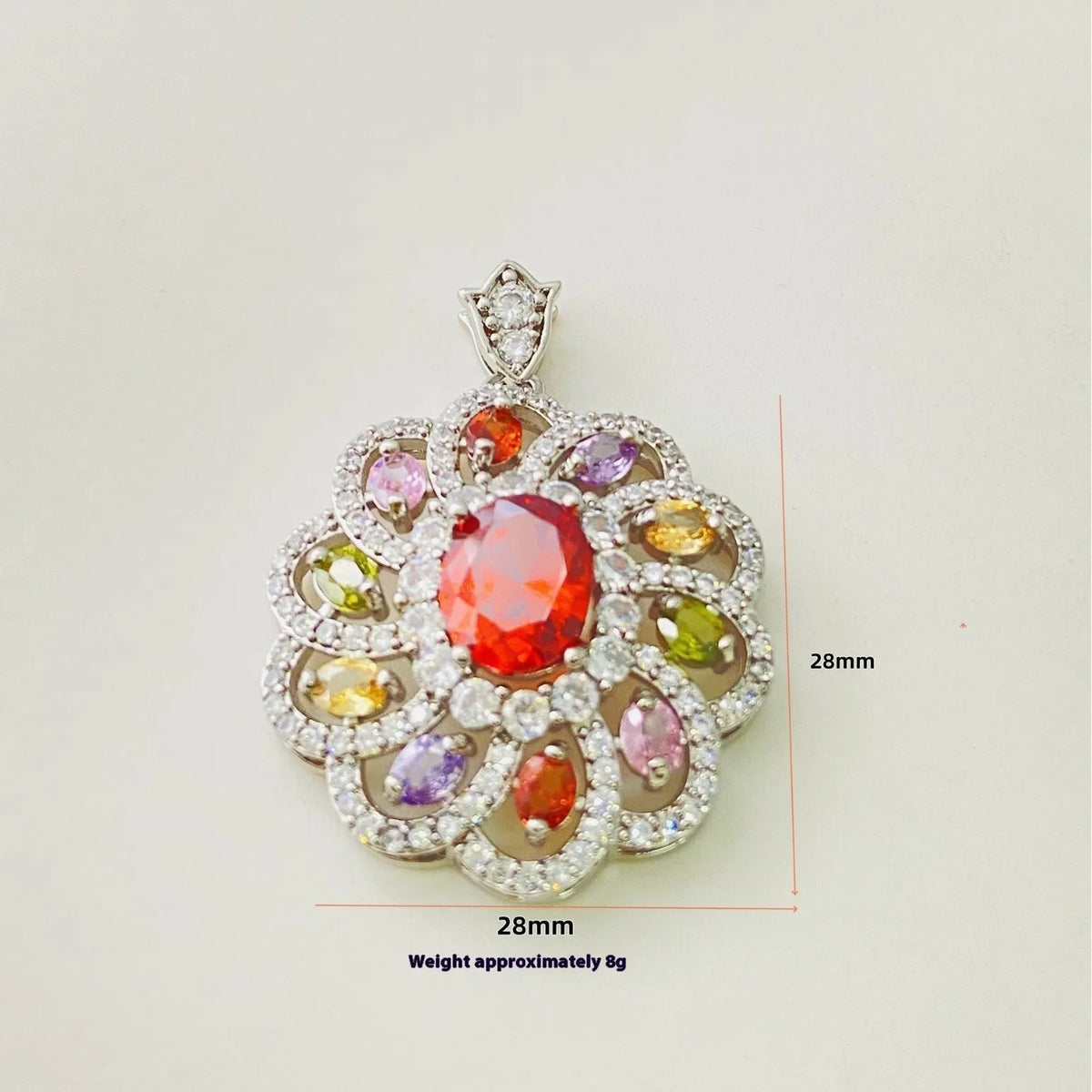 Women's floral zircon pendant necklace in gold, champagne gold or platinum colour with electroplated finish