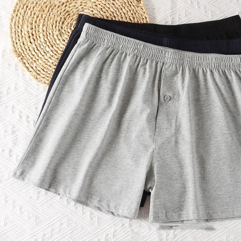 Men's pure cotton boxer shorts high waist loose fit light grey dark blue black colours