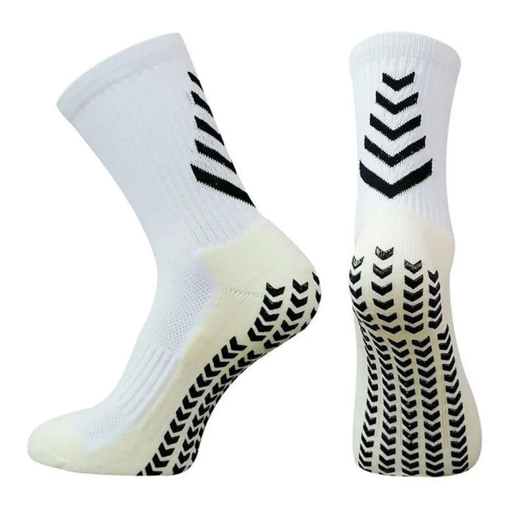 Men's mid-calf athletic socks with geometric patterns in various colours including black and fluorescent options