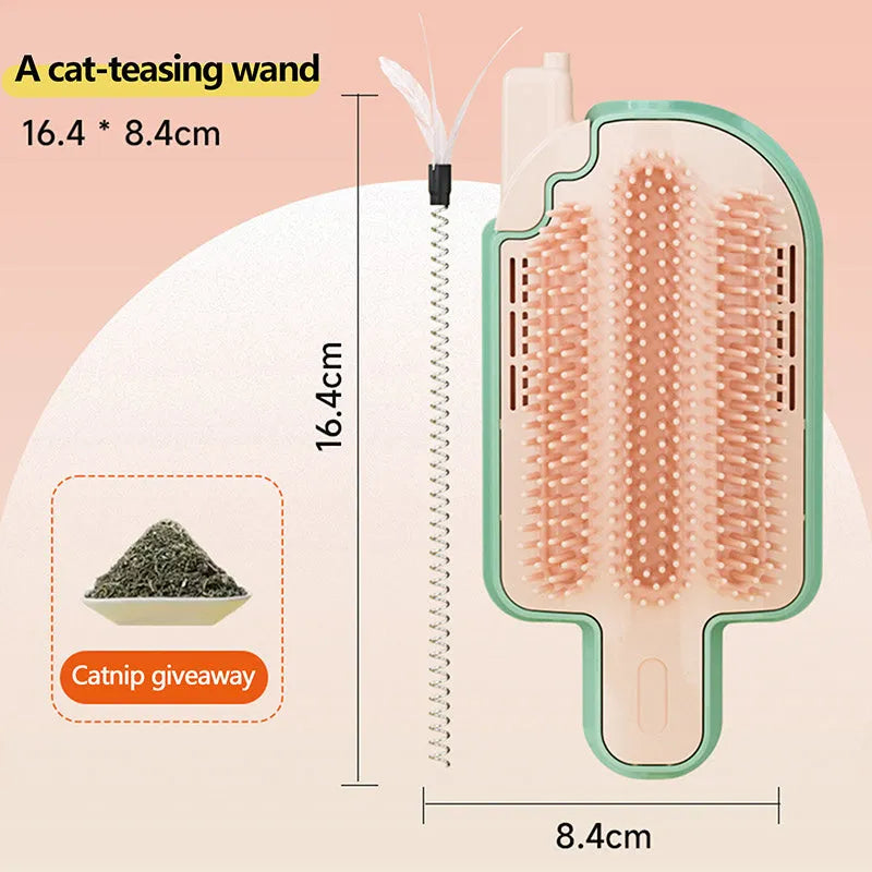 Ice cream cone shaped PP plastic cat rubbing toy with mint ball or feather attachment