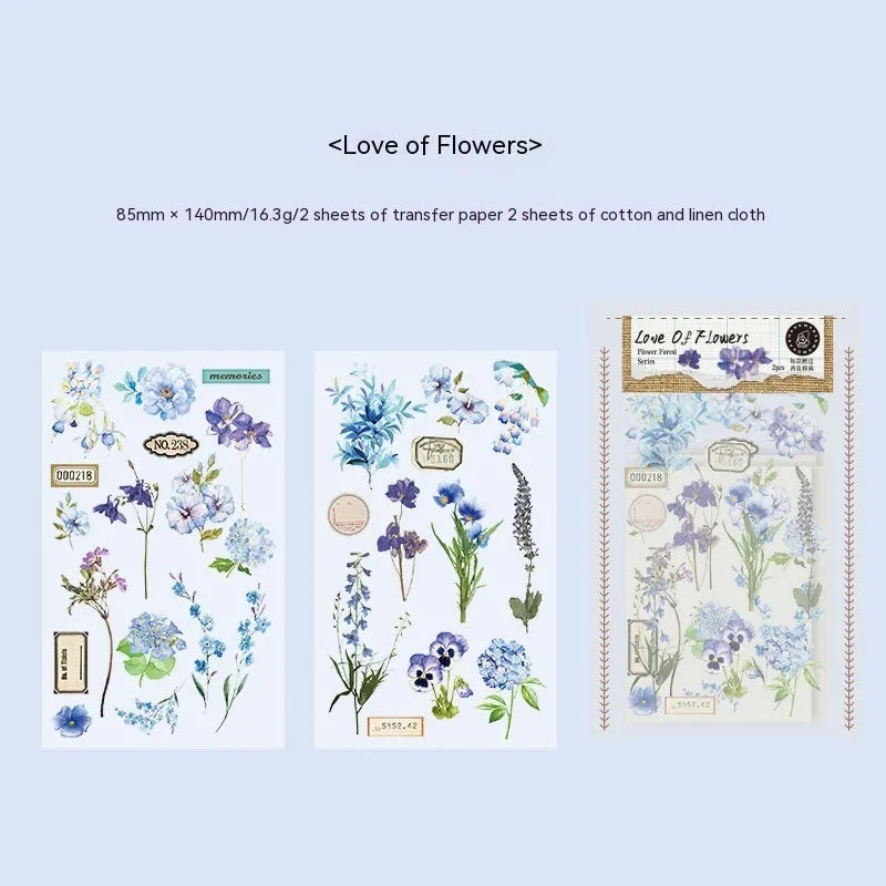 Huazhisen Series forest art label stickers on transfer paper, 85mm by 180mm