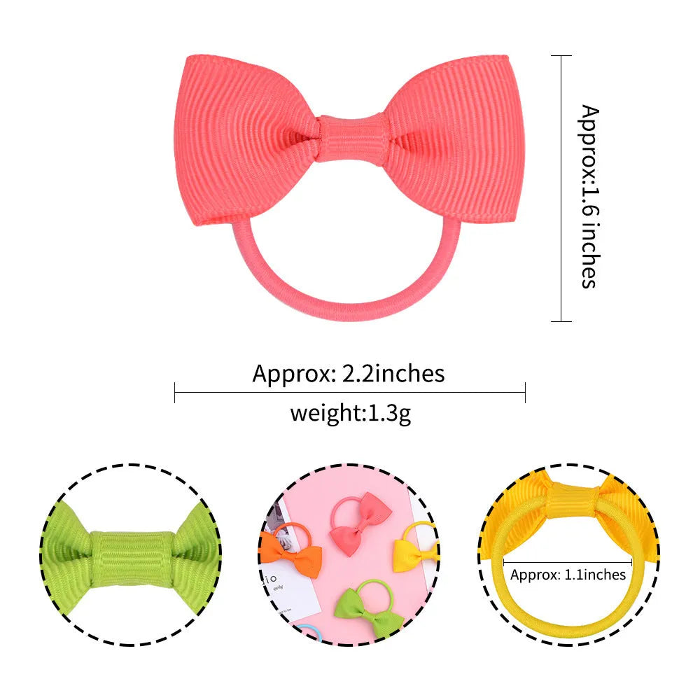 80-piece set of tiny hair ties with grosgrain ribbon bows for baby girls and toddlers in multiple colours