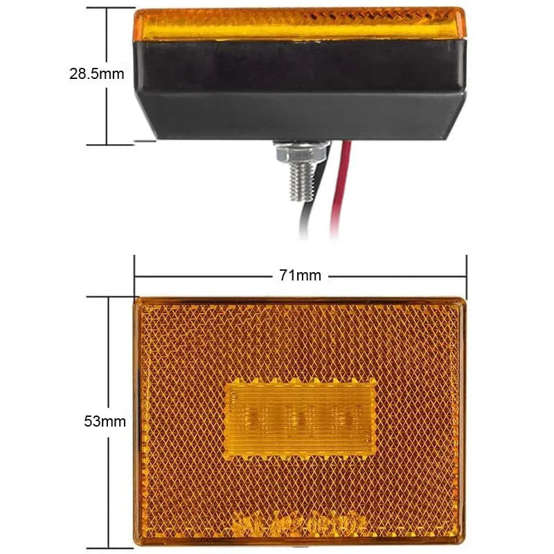 LED trailer side clearance lamp with transparent UV PC cover in red or yellow