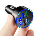Black multi-port car charger with four USB ports for vehicle cigarette lighter socket