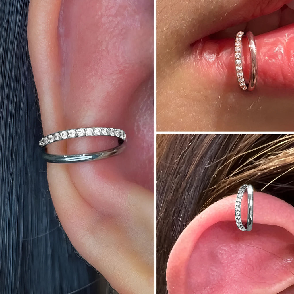 Titanium alloy fork nose ring body jewellery in silver, gold, black, rose gold and colourful finishes.