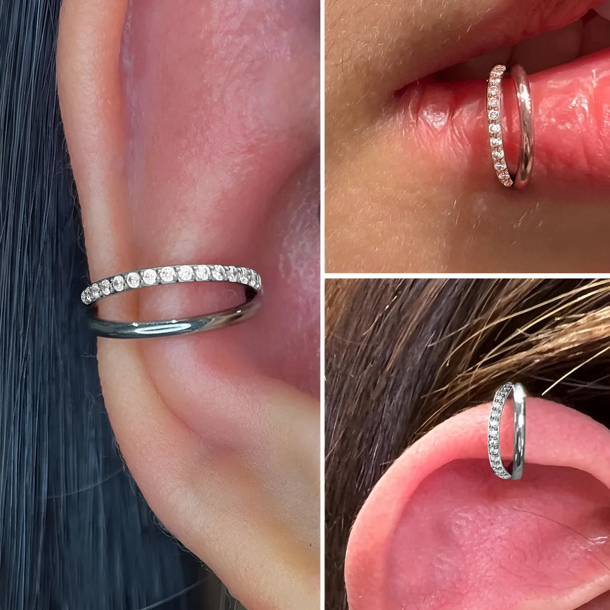 Titanium alloy fork nose ring body jewellery in silver, gold, black, rose gold and colourful finishes.