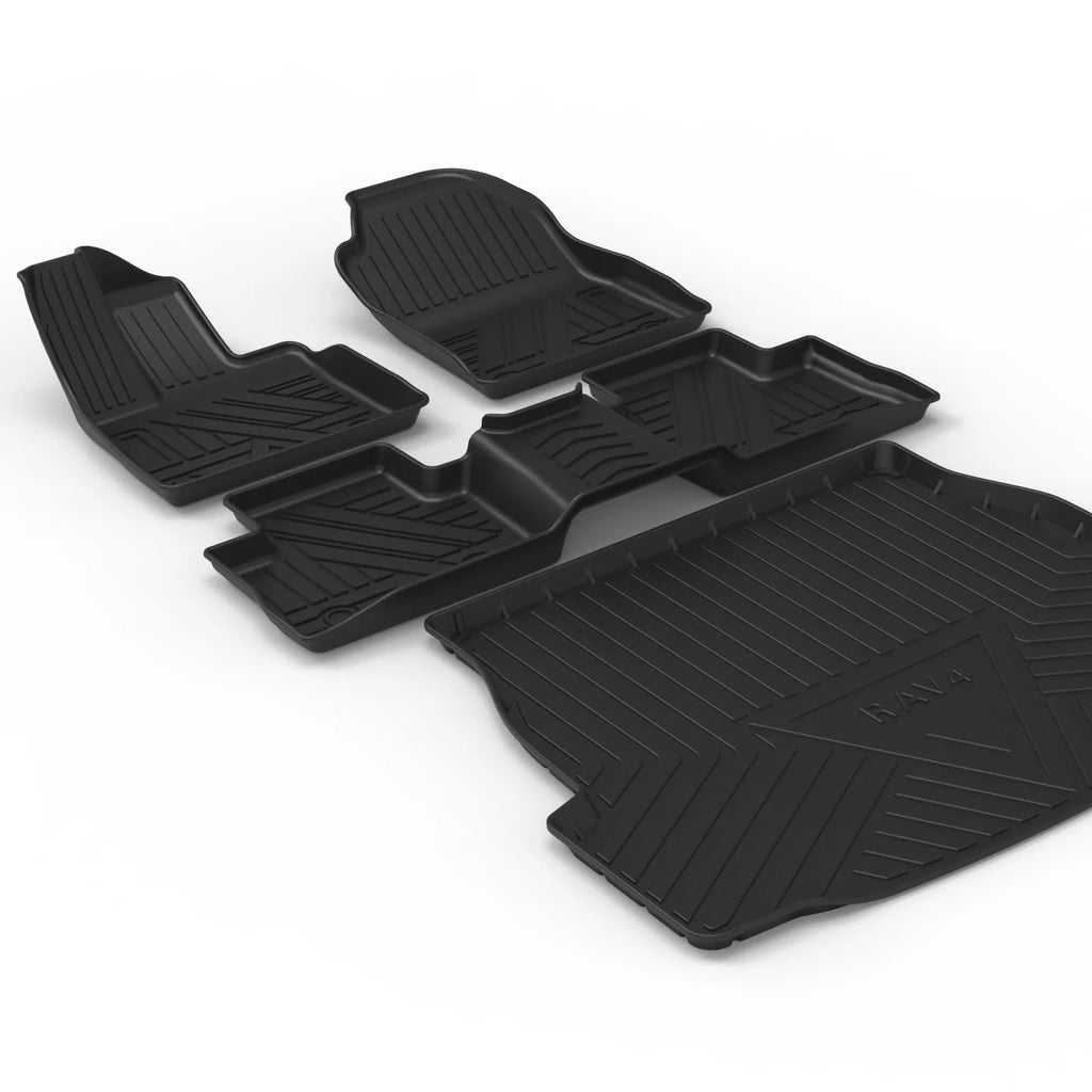 Black TPE car boot liner pad with carbon fibre texture pattern for vehicle floor protection