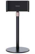 Black adjustable metal bracket holding an 11-inch tablet, showing telescopic arm extended.