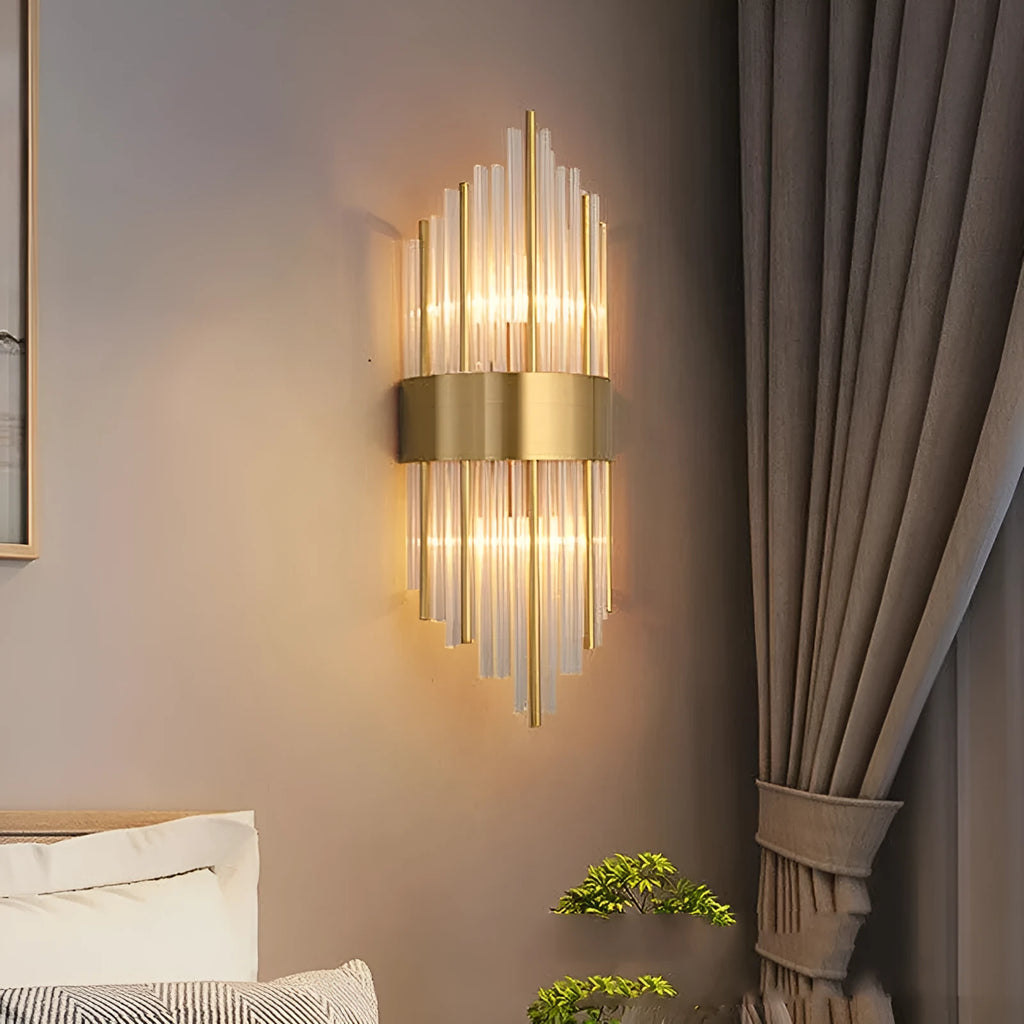 Modern crystal wall lamp with petal-shaped design in light luxury style