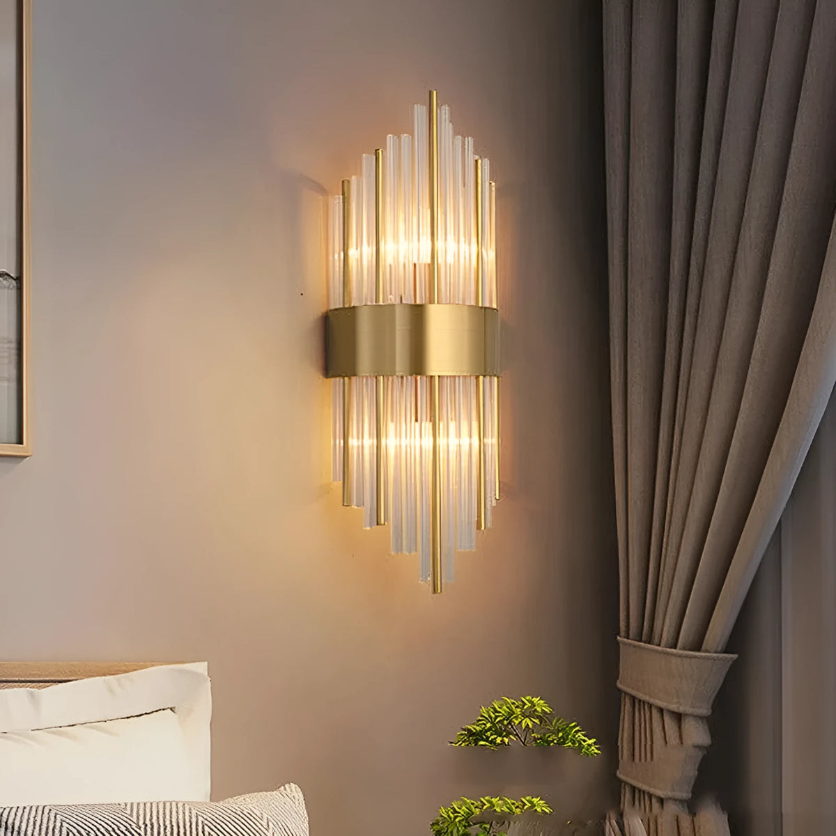 Modern crystal wall lamp with petal-shaped design in light luxury style