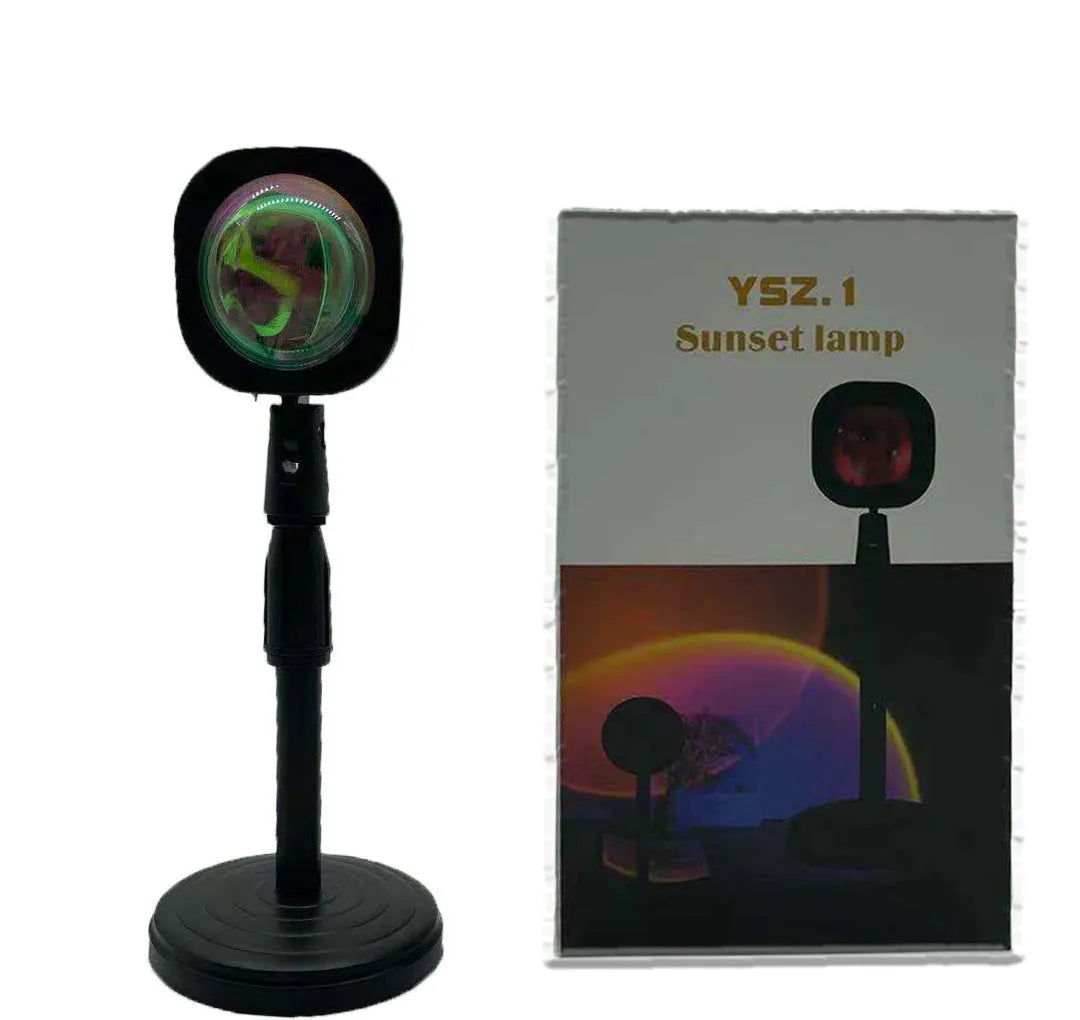 Rechargeable rainbow projection lamp showing sunset red colour effects