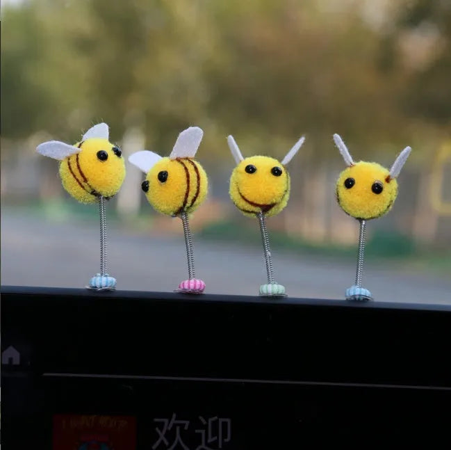 Small soft fur ball Little Bee car decoration measuring 3cm
