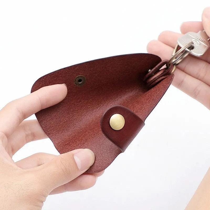 Handmade genuine leather car key case in black, brown, coffee or purplish red
