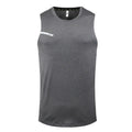 Man wearing a solid colour quick-dry polyester sports tank top for summer running or gym workouts.