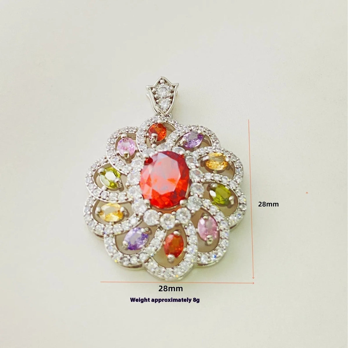 Women's floral zircon pendant necklace in gold, champagne gold or platinum colour with electroplated finish