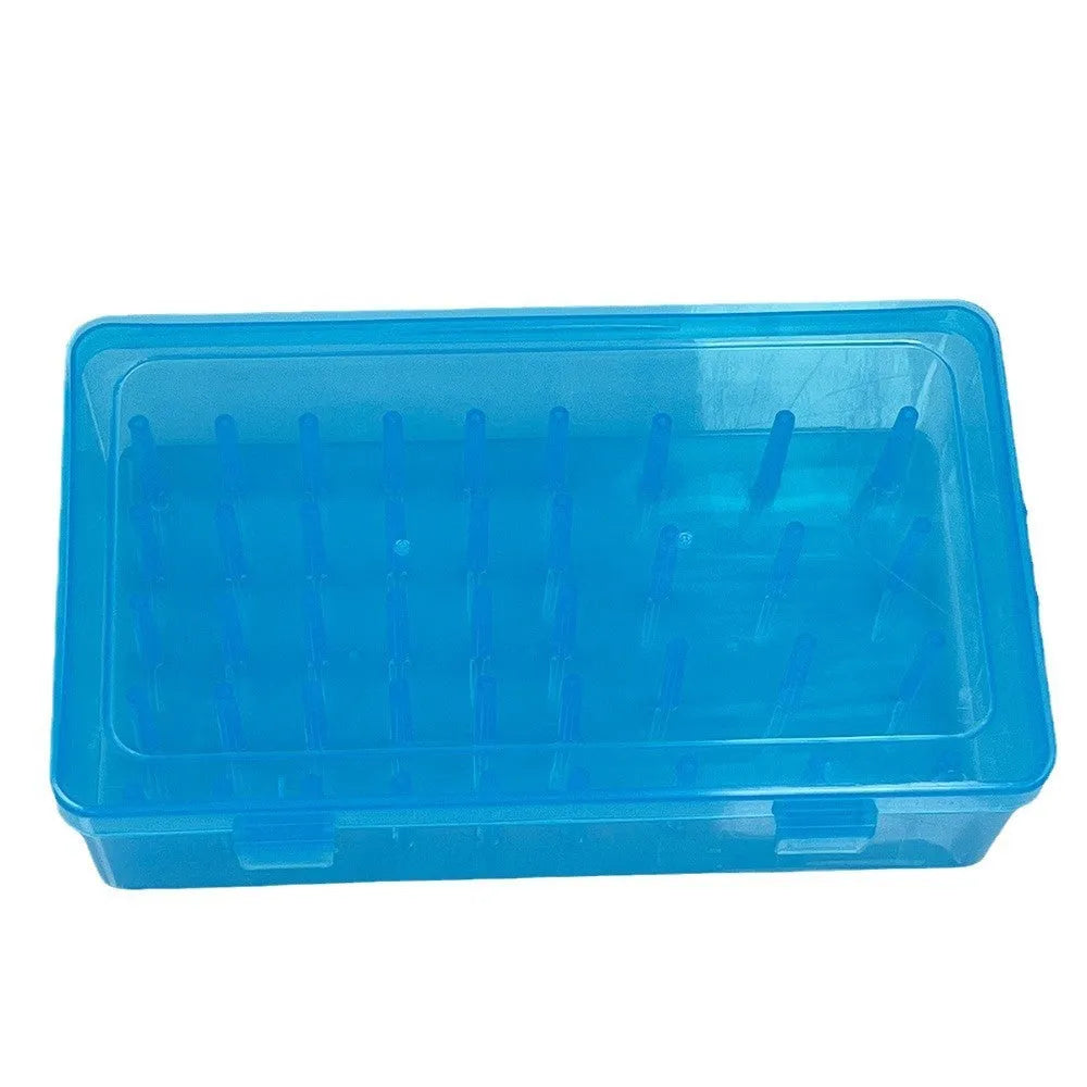 42 compartment plastic embroidery storage box in transparent, pink or blue colour options