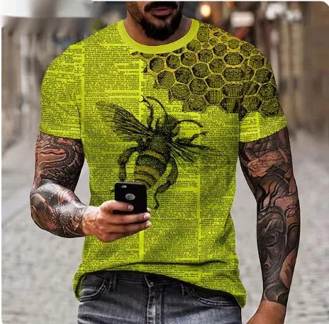 Men's grey T-shirt with raised 3D lion graphic print on front