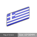 Aluminium national flag car sticker in parallelogram shape on a car surface.