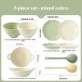 Ceramic seven-piece dinnerware set with solid colour design and modern simple style