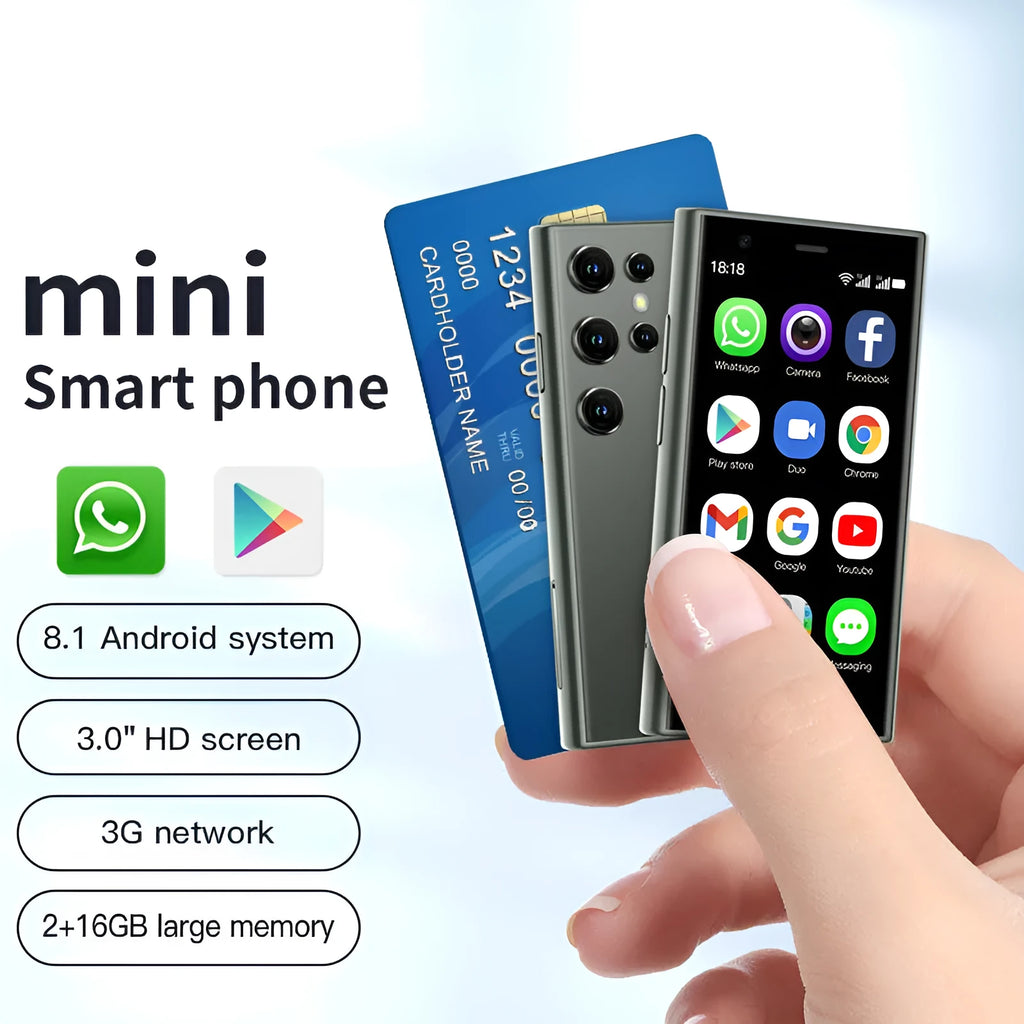 S23PRO XS15 mini smartphone with 3-inch screen in black, green, or pink purple colour options