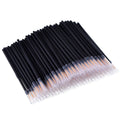 One hundred black disposable eyeliner brushes with fine point applicators and protective sleeves