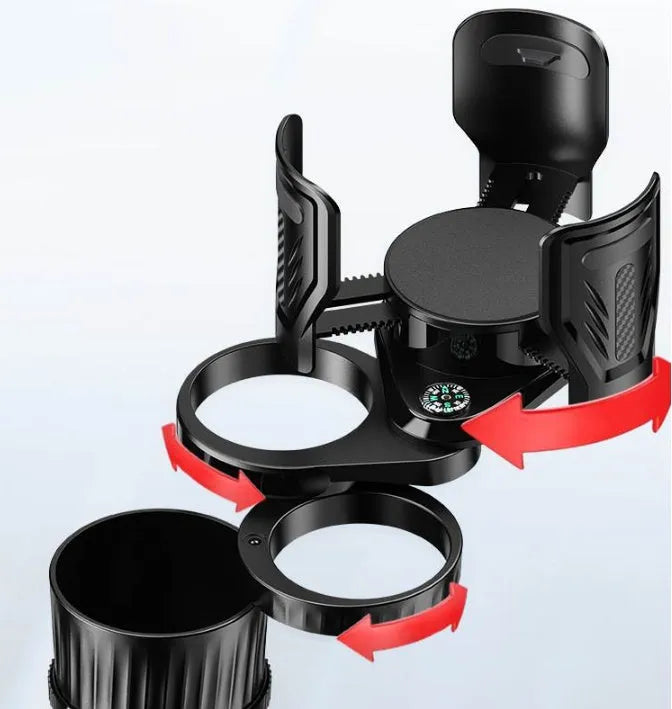 One Point Four adjustable car water cup holder with retractable base in carbon fibre black colour