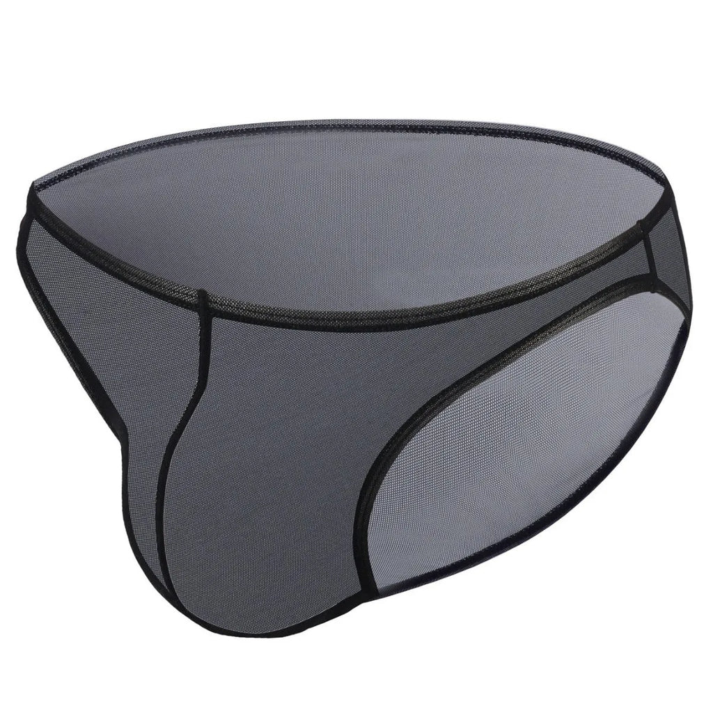 Men's black low waist briefs underwear shorts in quick-dry nylon fabric