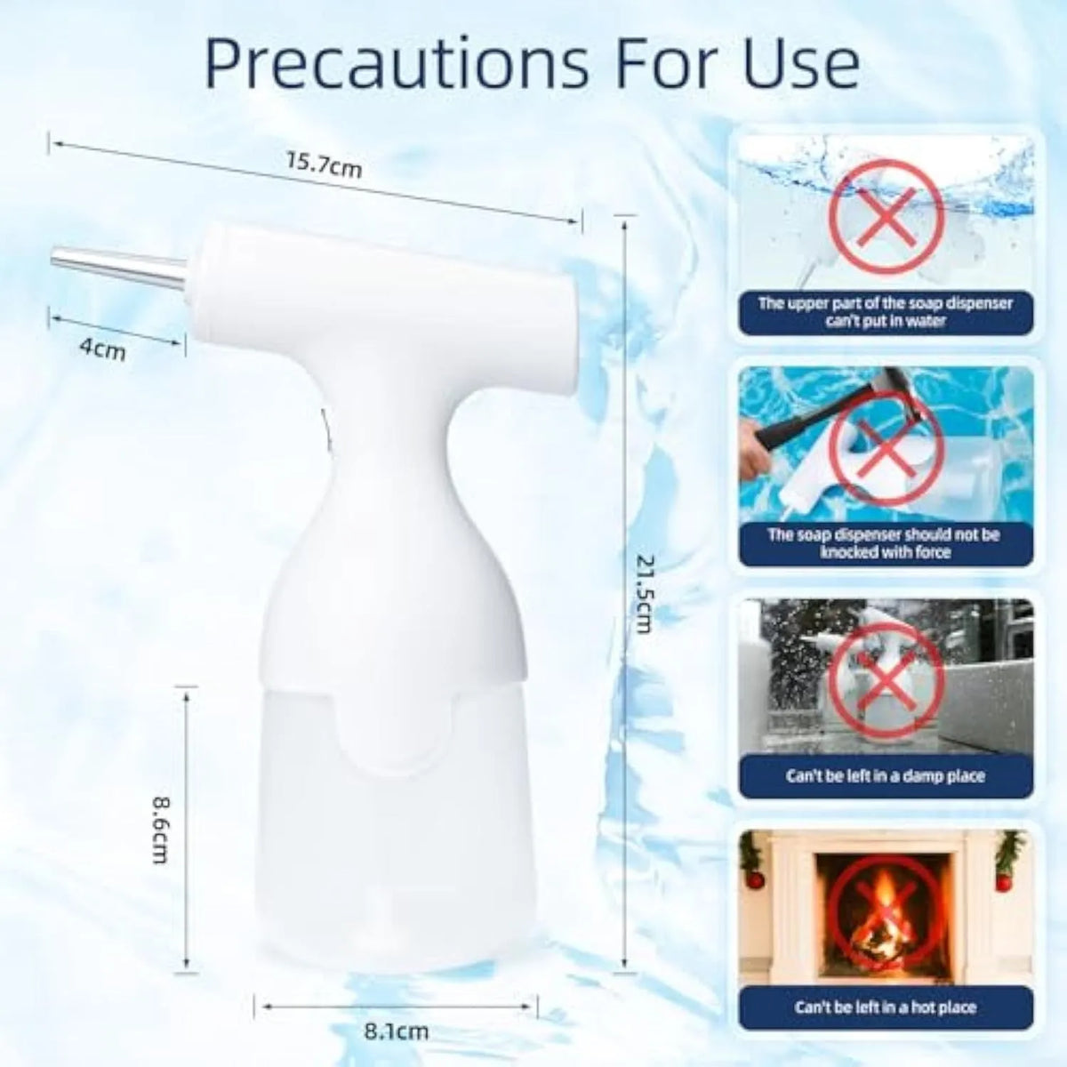 White electric foam soap dispenser with two nozzles and USB cable for rechargeable pet and home cleaning.
