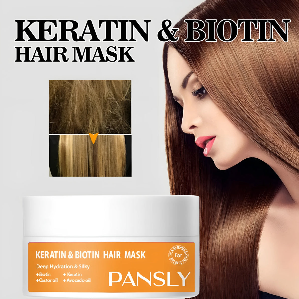 Biotin Keratin Hair Mask 100ml for frizzy hair repair and smoothing, single pack