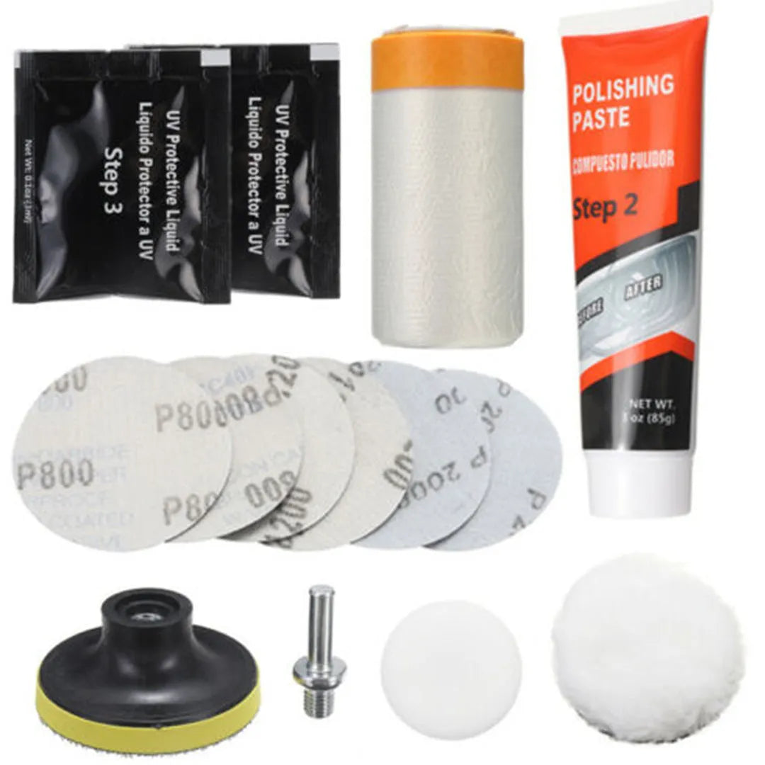 Carbon steel headlight repair tool with dimensions 15cm by 15cm by 5cm for auto and machine repair.