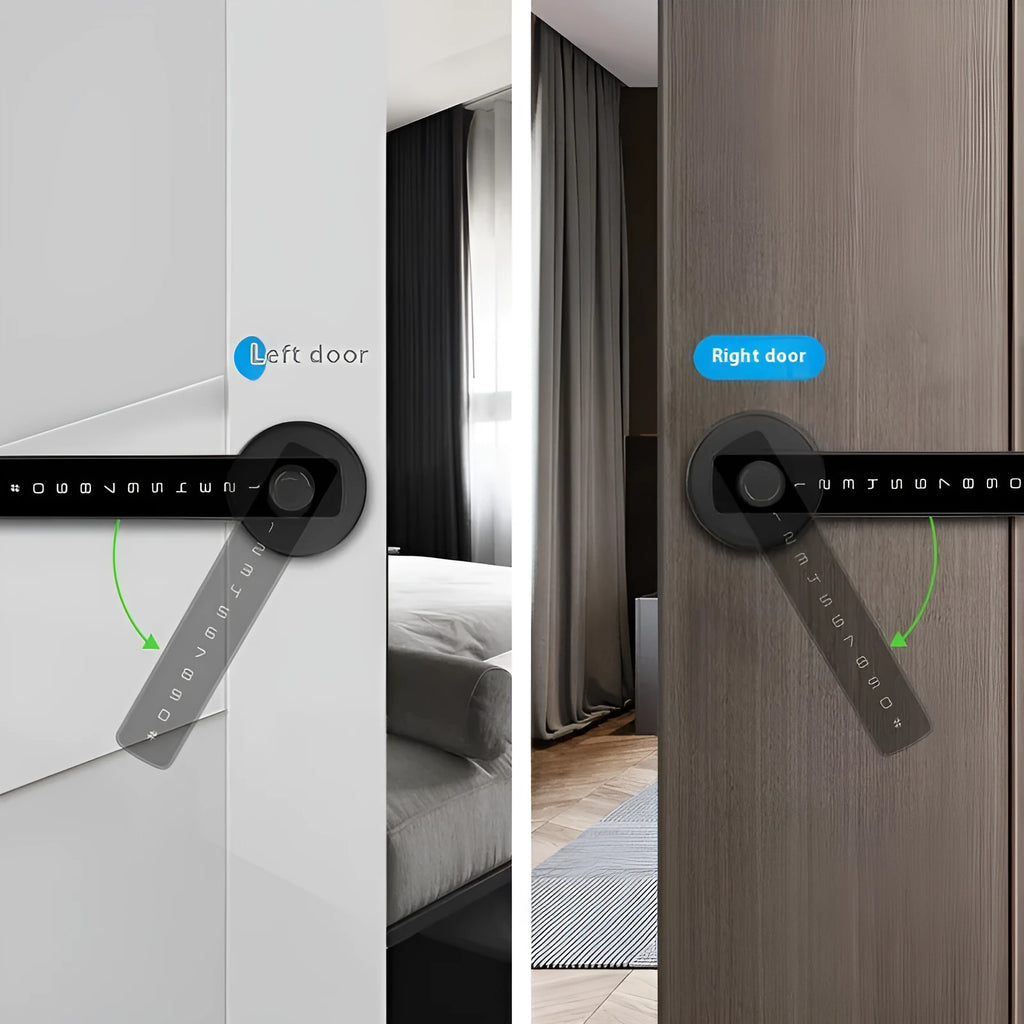 Black smart door lock with spherical card handle for indoor wooden doors