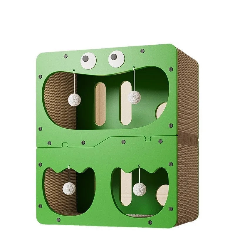 Double-layer cat scratching board and enclosed nest in choice of six visual styles