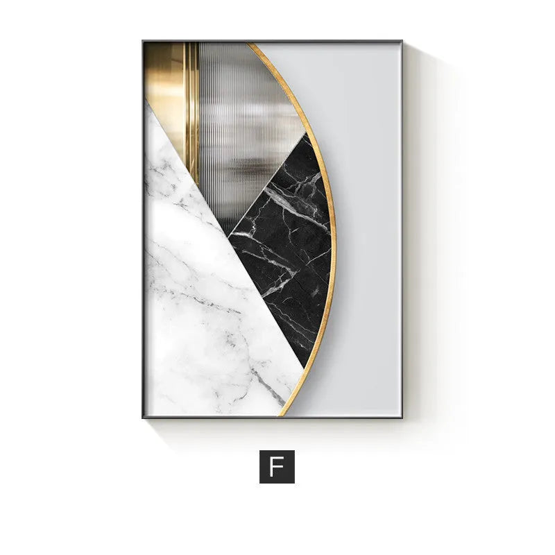 Abstract geometric pattern printed on a canvas wall art poster in a simple, modern style.