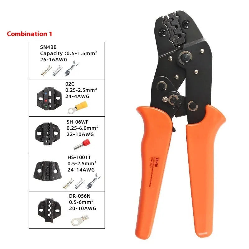 SN-48B portable crimping pliers combination set with high carbon steel construction for terminal and cable work