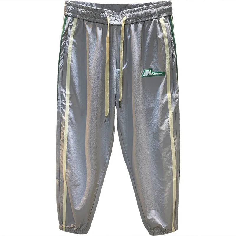 Men's black cotton harem pants casual trousers mid waist full length