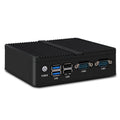 Industrial fanless mini PC host with quad-core processor and dual network ports