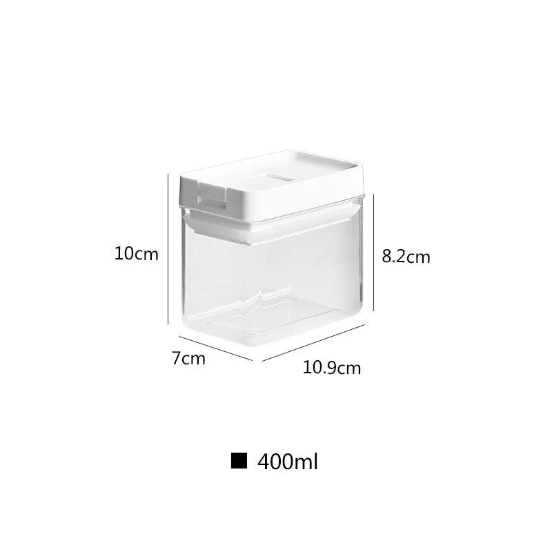 White transparent plastic Japanese-style storage tank for whole grains with 400ml capacity