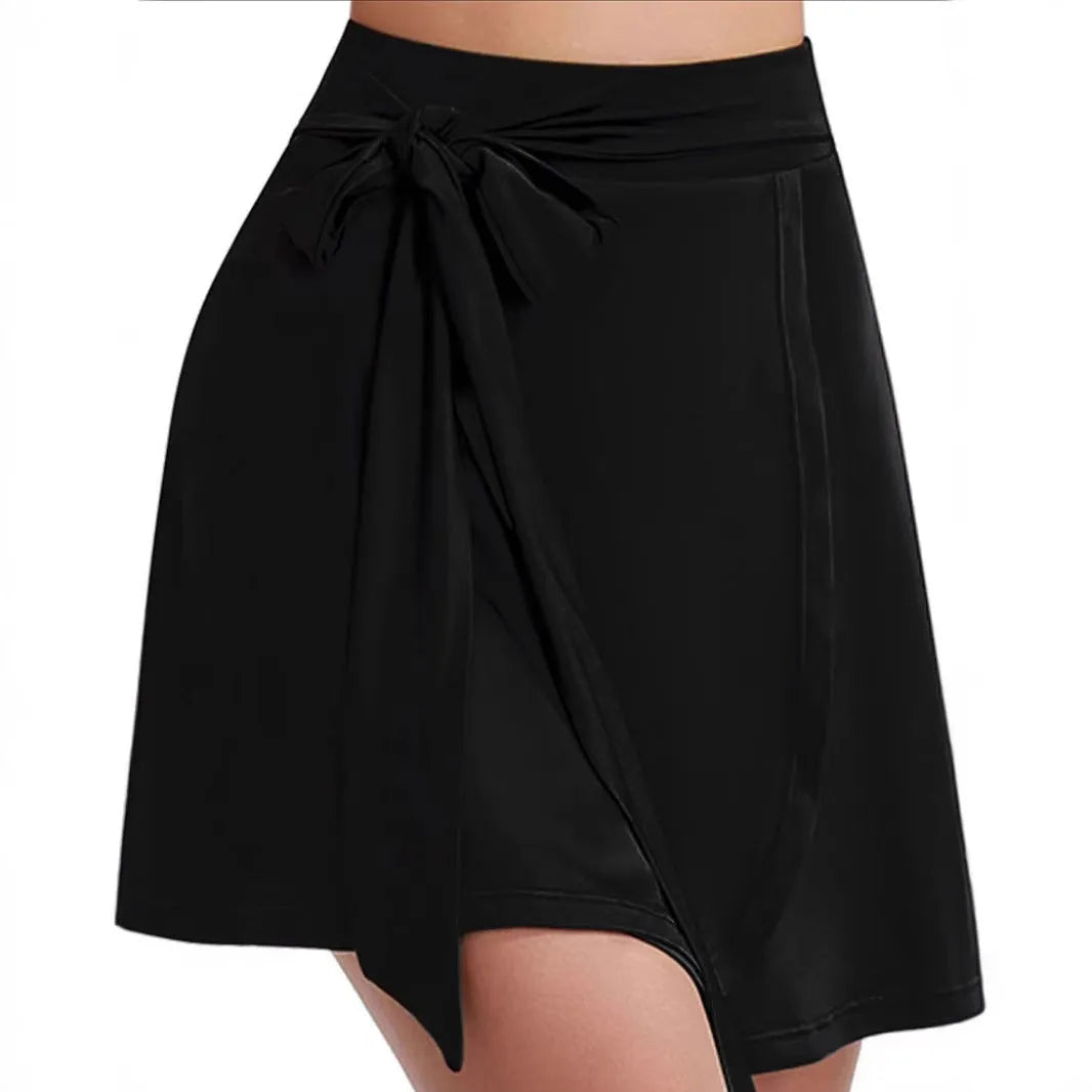 Black high waist sports skirt with anti-exposure shorts and micro elasticity in Japanese Korean casual style