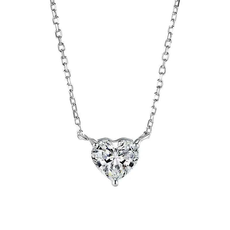 Women's silver heart necklace with copper construction and simple refined grace design