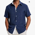 Men's short-sleeved floral print polyester shirt in regular fit cardigan style