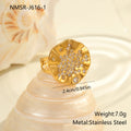 Geometric open mouth stainless steel ring with electroplated colourful crystals or white diamonds