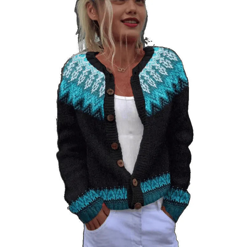 Yellow knitted cardigan coat with digital printed 3D pattern effect, open front design with regular sleeves