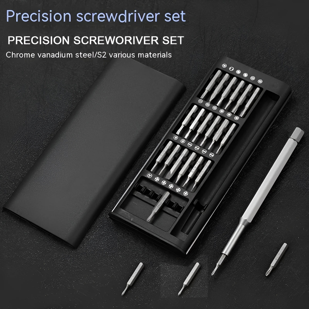 24 in 1 magnetic screwdriver repair kit with chrome vanadium steel shafts and aluminium/plastic handles