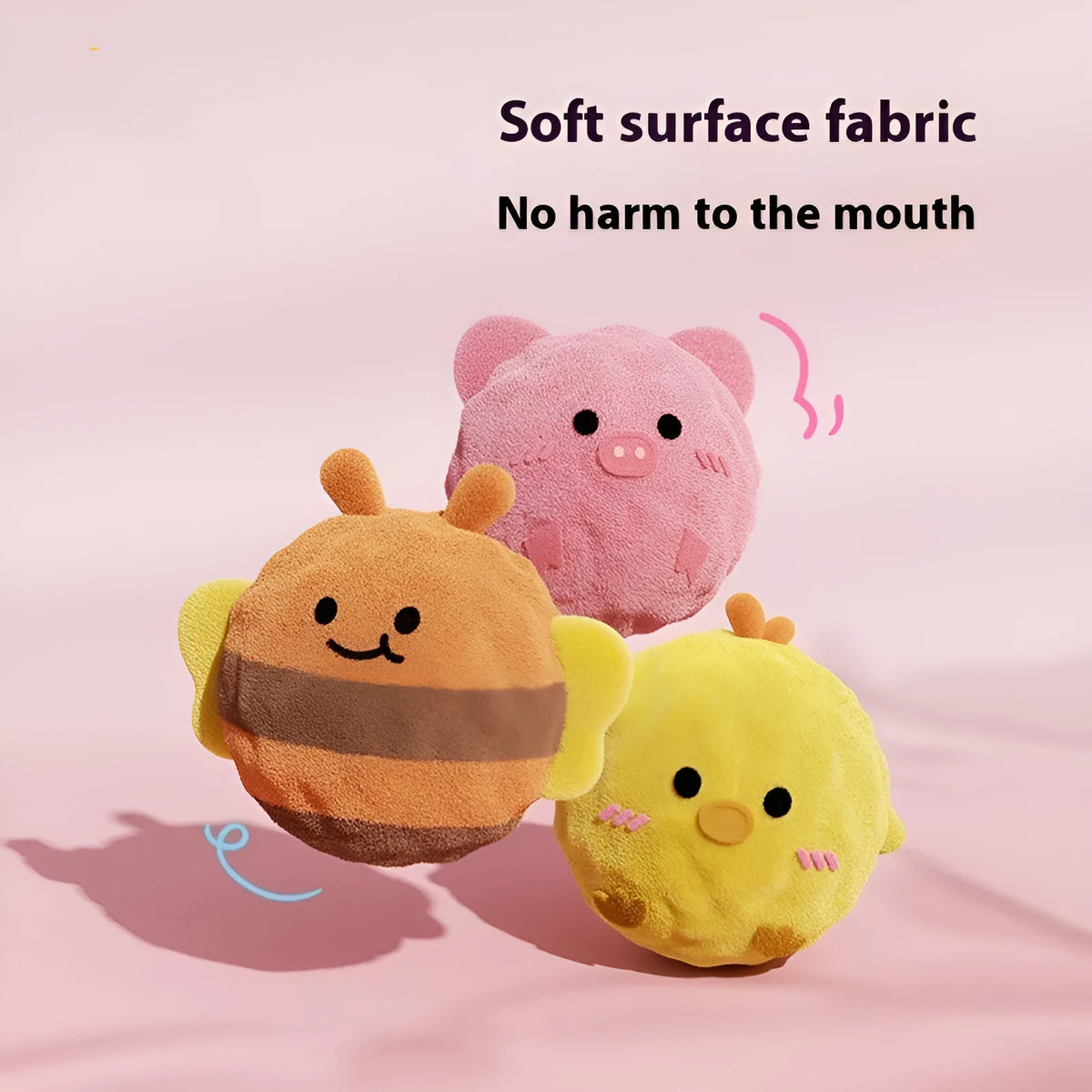 Spherical cartoon dog teeth cleaning toy with sounding feature in chick, bee, and pig styles