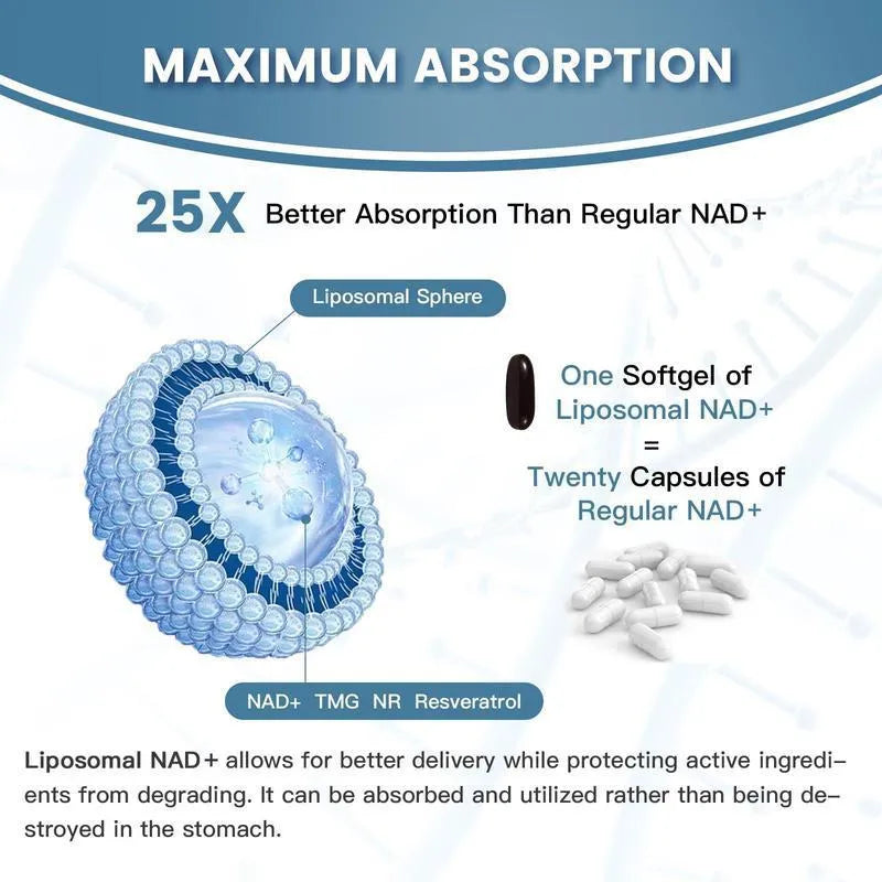 Bottle of NMN gel capsules with choice of 60 or 120 pieces per container