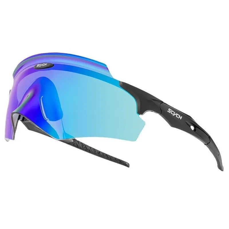 Frameless athletic windproof goggles with integrated colourful lens for sports use