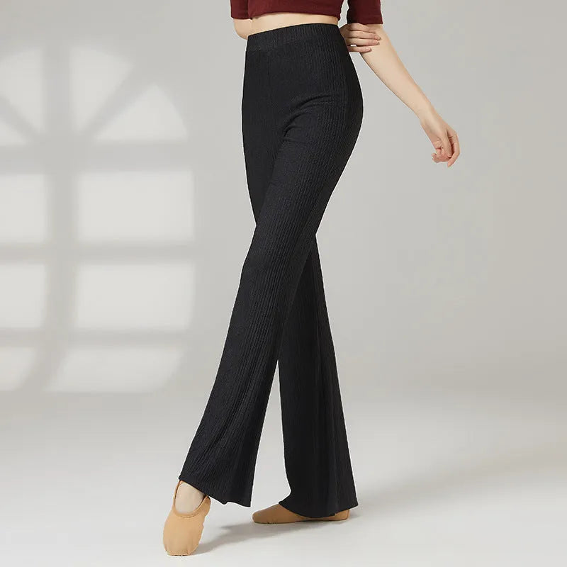 Women's classical dance practice pants in polyester fibre fabric available in five colours