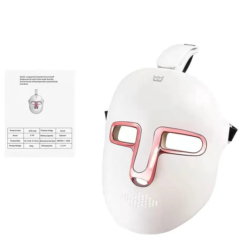 Black gold coloured IPL and LED photon beauty mask device with a headband and touch screen button.